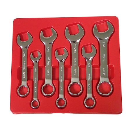 Hi Polish SAE Shrt Cmbo Wrench Set,7pcs.